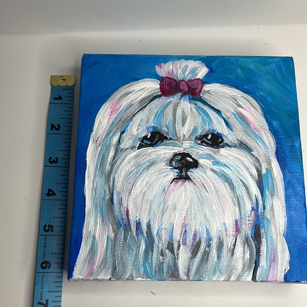 Maltese colorful acrylic hand painting on gallery wrapped canvas. 6”x6” - Picture 5 of 7